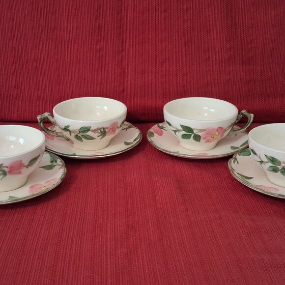 Vintage Franciscan Desert Rose Set Of 4 Cups And 4 Saucers - Picture 1 of 10